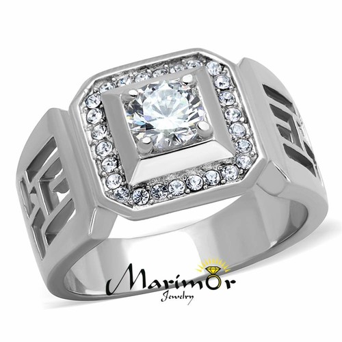 Men's 1.10 Ct Round Cut Cubic Zirconia Silver Stainless
