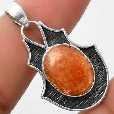 Natural Sunstone - Namibia 925 Sterling Silver Pendant Jewelry P-1409