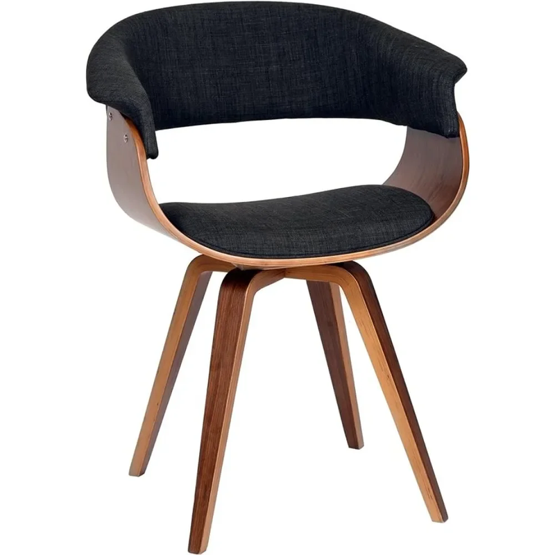 Fabric And Walnut Wood Finish Dining Room Chairs For Dining Table