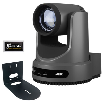 PTZOptics Move 4K PTZ Camera with 12x Optical Zoom (Gray) w/ Wall Bracket & WIpe