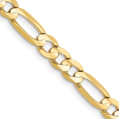 Pre-owned Superdealsforeverything Real 10kt Yellow Gold 4.5mm Concave Open Figaro Chain; 22 Inch; Lobster Clasp