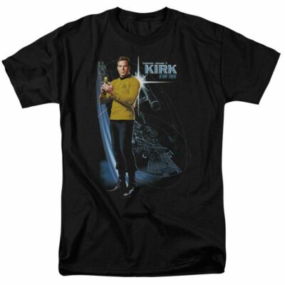 Star Trek Galactic Kirk T Shirt Licensed Sci-Fi TV Classic Adult Tee New Black