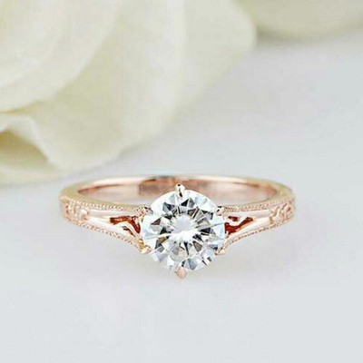 2.00 Ct Round Lab-Created Diamond Solitaire Engagement Ring 14K Rose Gold Plated