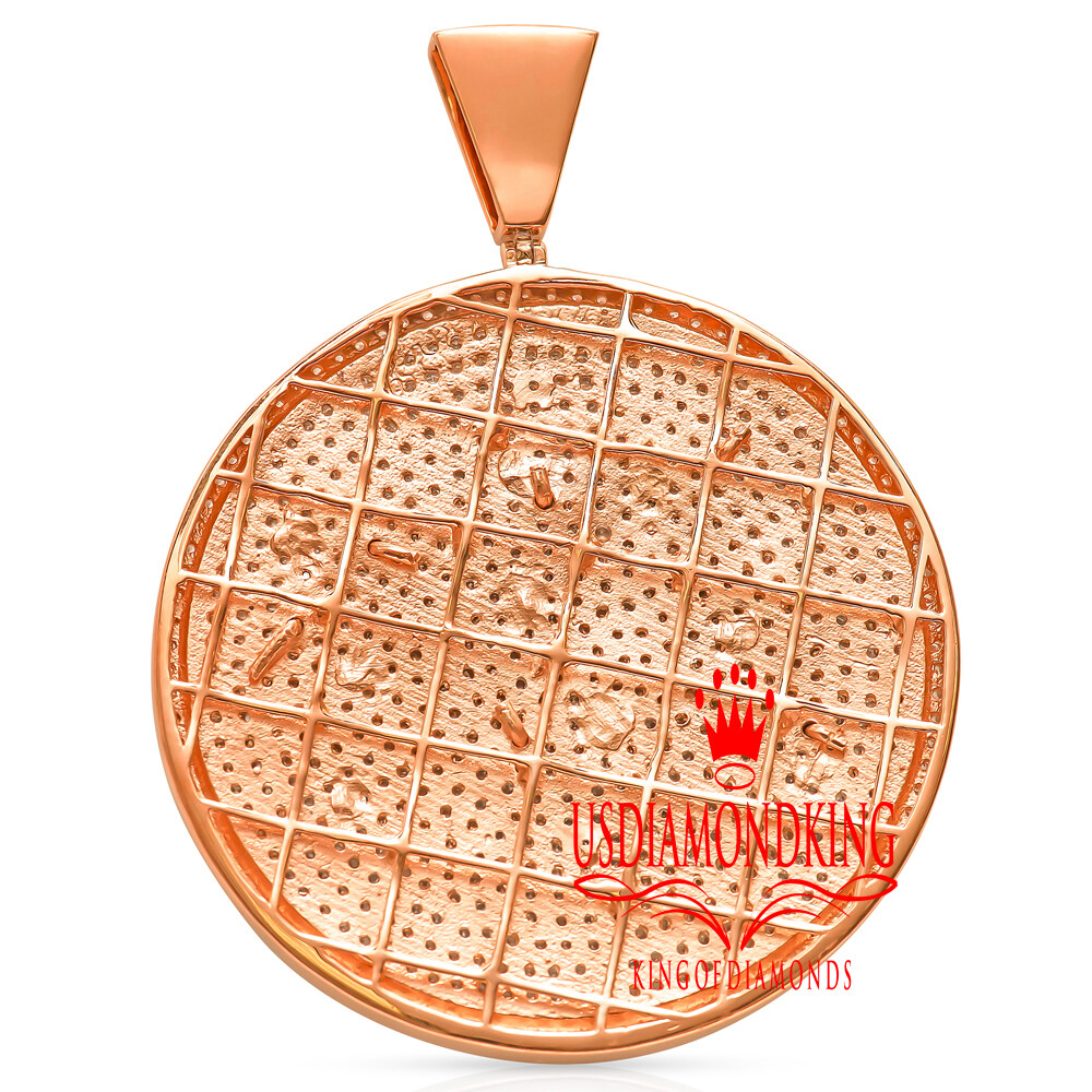 Pre-owned Us Diamond King Mens Real Rose Gold Silver Big Xl 3'' Allau Akber Pendent Medallion Allah Charm