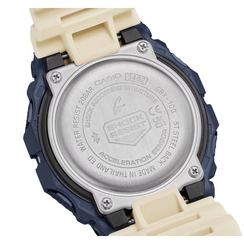 Pre-owned Casio G-shock Digital White Resin Strap Men Watch Gbx-100tt-2dr