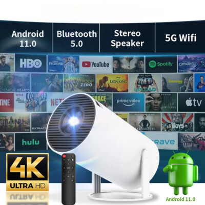 Mini Projector 4K Smart Android 11 5G Wifi Bluetooth Portable Home Theater 1080P