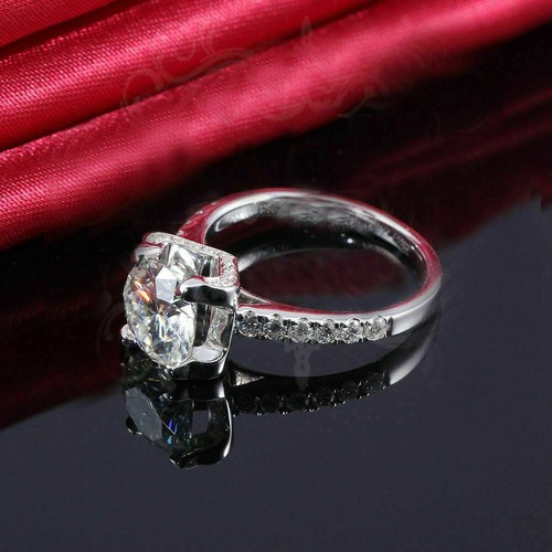 Certified 2Ct White Round Cut Moissanite Engagement Wedding Ring 14K White Gold
