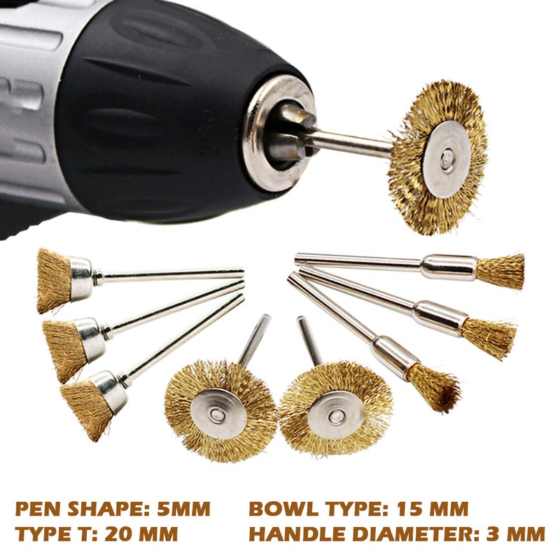 60PC 3mm Polishing Pad Brushes Set Wheel Dremel Rotary Tool Brass Steel-Wire US