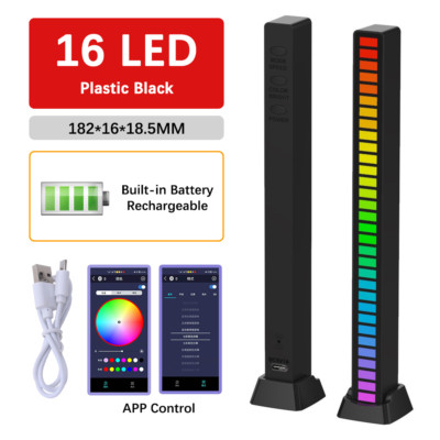 16 Wireless LED Sound Activated With Music RGB Light Bar Music Pickup Voice