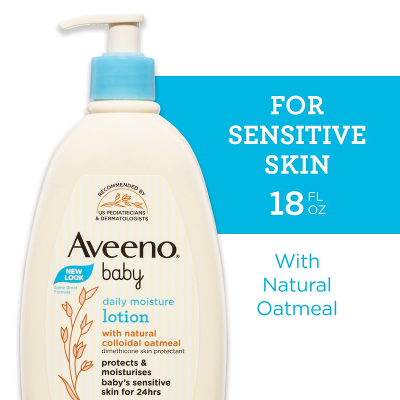Aveeno Baby Daily Moisture Body Lotion, Sensitive Skin Cream Oatmeal, 18 FL OZ