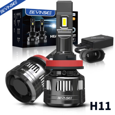 BEVINSEE V45 H1 H4 H7 H8 H11 9005 9006 LED Headlight Bulbs High Low Beam 6000K