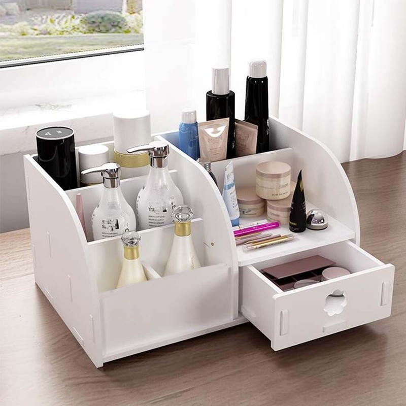 Cosmetic Make Up Makeup Drawer Pen Desk Tidy Storage Box Wooden