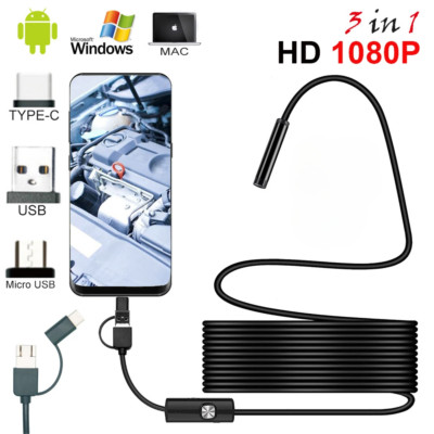 3in1 USB Snake Endoscope Borescope HD Inspection Camera Scope For Android Type C
