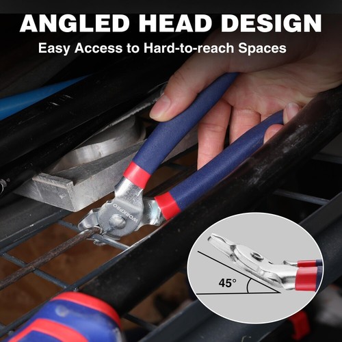 WORKPRO Bent Hog Ring Pliers w/ 500PCS 3/4" Hog Rings Galvanized Steel Hog Rings