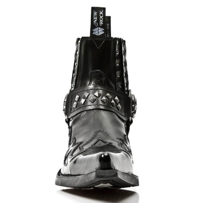 NEW ROCK ROCK M.7950-S1 SCHWARZ STIEFELETTEN WESTERN GOTIK BAND SCHÄDEL NIETEN METAL
