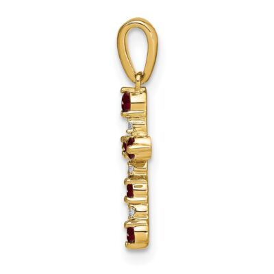 Pre-owned Diamond2deal 14k Yellow Gold Garnet And Diamond Cross Pendant Fine Jewelry
