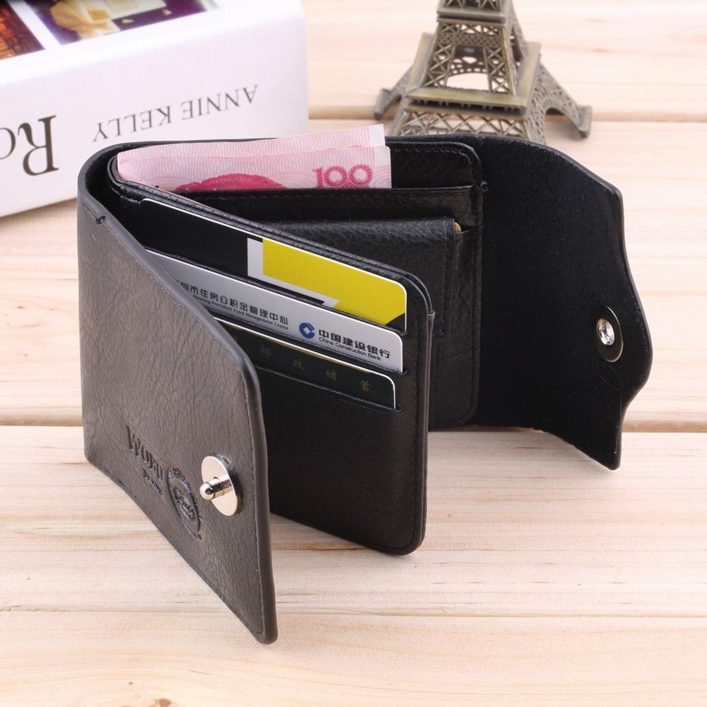 Men's Soft Leather Wallet Pockets Money Purse ID Credit Card Clutch Bifold Black