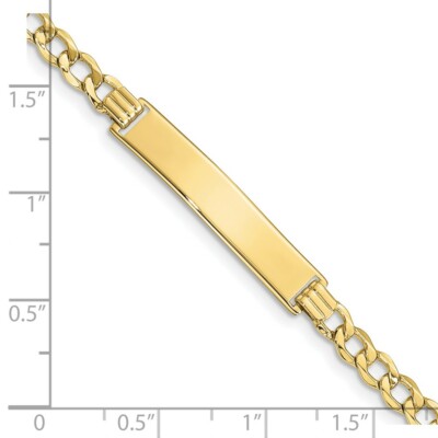 Pre-owned Skyjewelers Real 10k Yellow Gold Semi-solid Curb Link Id Chain Bracelet; 8 Inch; Lobster