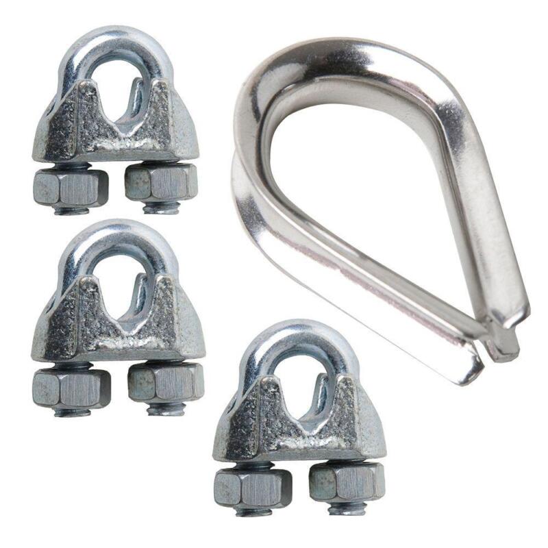 SecureLine 1/16in. WIRE ROPE CLIP & THIMBLE SET 7317S~Zinc Plated Protection~NEW
