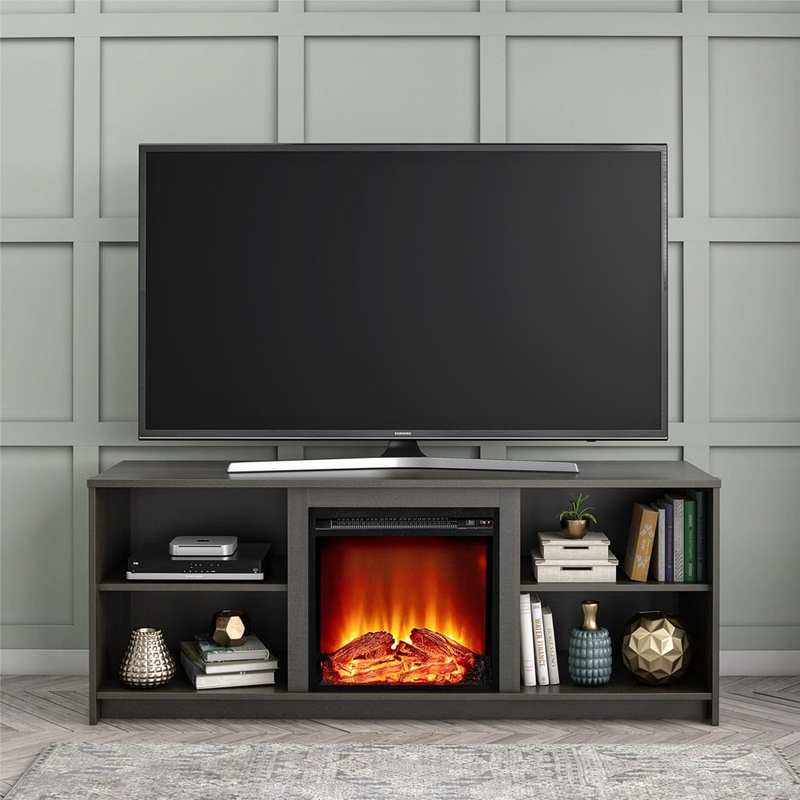 Electric Space Heater Dark Brown Wood For Tvs Up To 65 In.