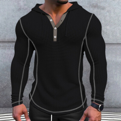 Mens Compression Base Layer Hooded Tops Long Sleeve Gym Sports Shirts Hoodies ''