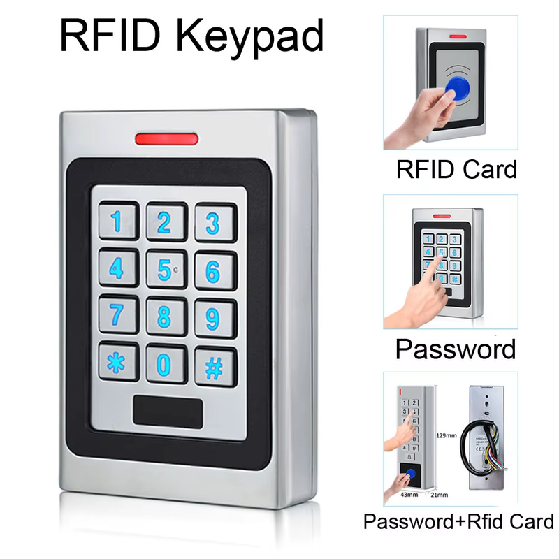 DC 10-24V Rfid Door Access Control System IP67 Waterproof Metal Keypad Zinc Allo