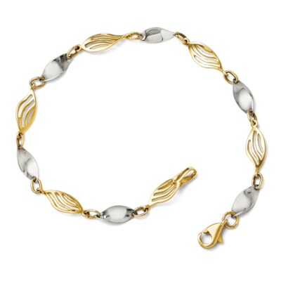 Pre-owned Superdealsforeverything Real 14kt Two-tone Chain Bracelet; 7 Inch; Lobster (fancy) Clasp