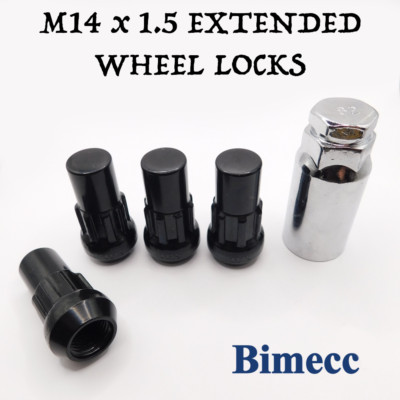 Locking Wheel Nuts M14x1.5 Closed Bimecc 41mm (Black) For Chrysler 300C