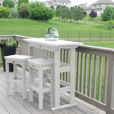 3-Pc Outdoor Bar Height Balcony Set in White [ID 3786972]