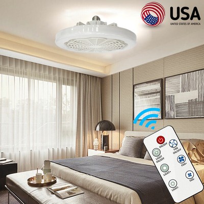 E27 Adjustable Modern Led Ceiling Fan with Light Bedroom Living Room Fan Lamp~