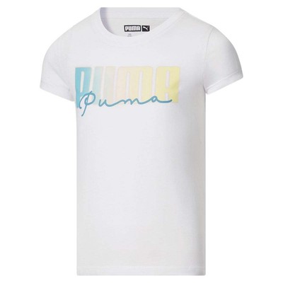 Puma Double Trouble Crew Neck Short Sleeve TShirt Молодежные девушки Размер S Случайный топ