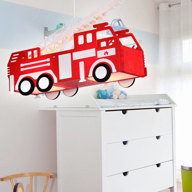 Feuerwehr Deckenleuchten Kinder Decken Hänge Leuchte Auto Pendel Lampe Rot Junge
