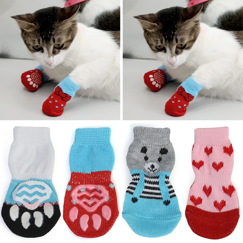 Hundesocken Anti Rutsch Socken für Hunde Katzen Pfotenschutz Hundeschuhe 4er/Set