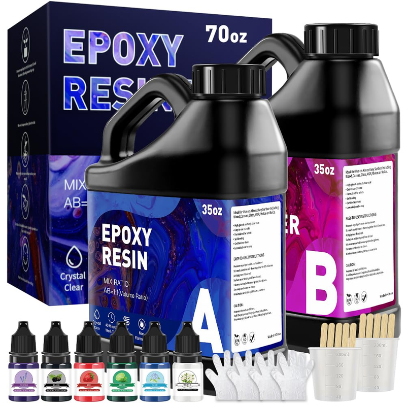 Epoxy Resin Kit 70OZ/2L Clear Epoxy, Self-Leveling Coating & Casting Resin Epoxy
