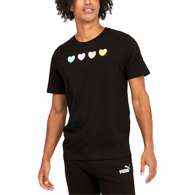 

Puma Conversation Hearts Graphic Crew Neck Футболка с коротким рукавом мужская черная Casua, Черный, Puma Conversation Hearts Graphic Crew Neck Short Sleeve T-Shirt