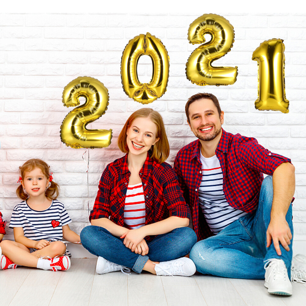 4 Sets of Balloons Creative New Year Balloon 2021 Number ...
