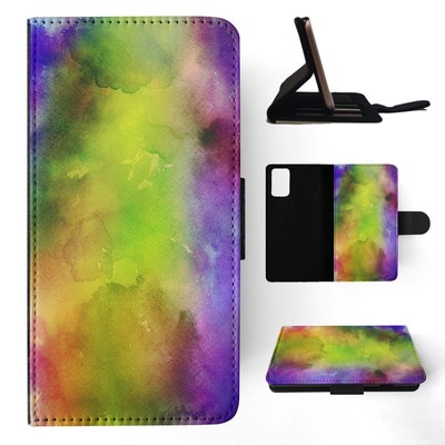 FLIP CASE FOR SAMSUNG GALAXY|PURPLE GREEN WATERCOLOR 62