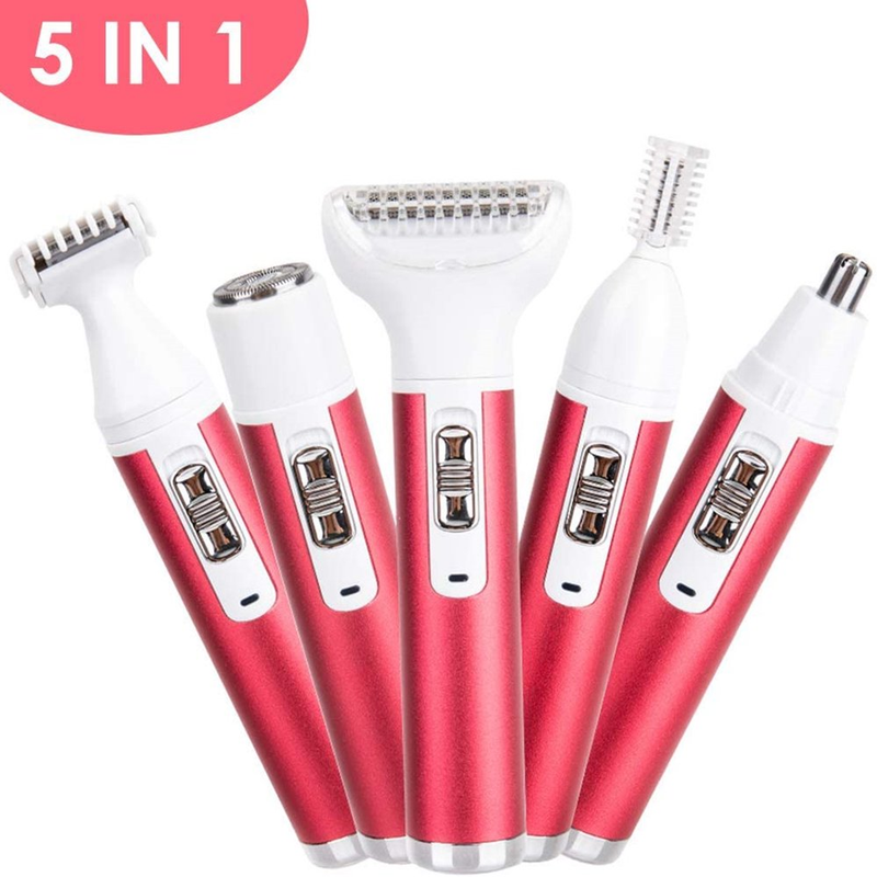 Electric Razor 5 in 1 Cordless Face Shaver Set Wet Dry Painless Exfoliation USB