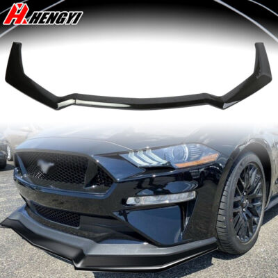 For 2018-2020 Ford Mustang Black GT Style Front Splitter Body Kit Spoiler Lip
