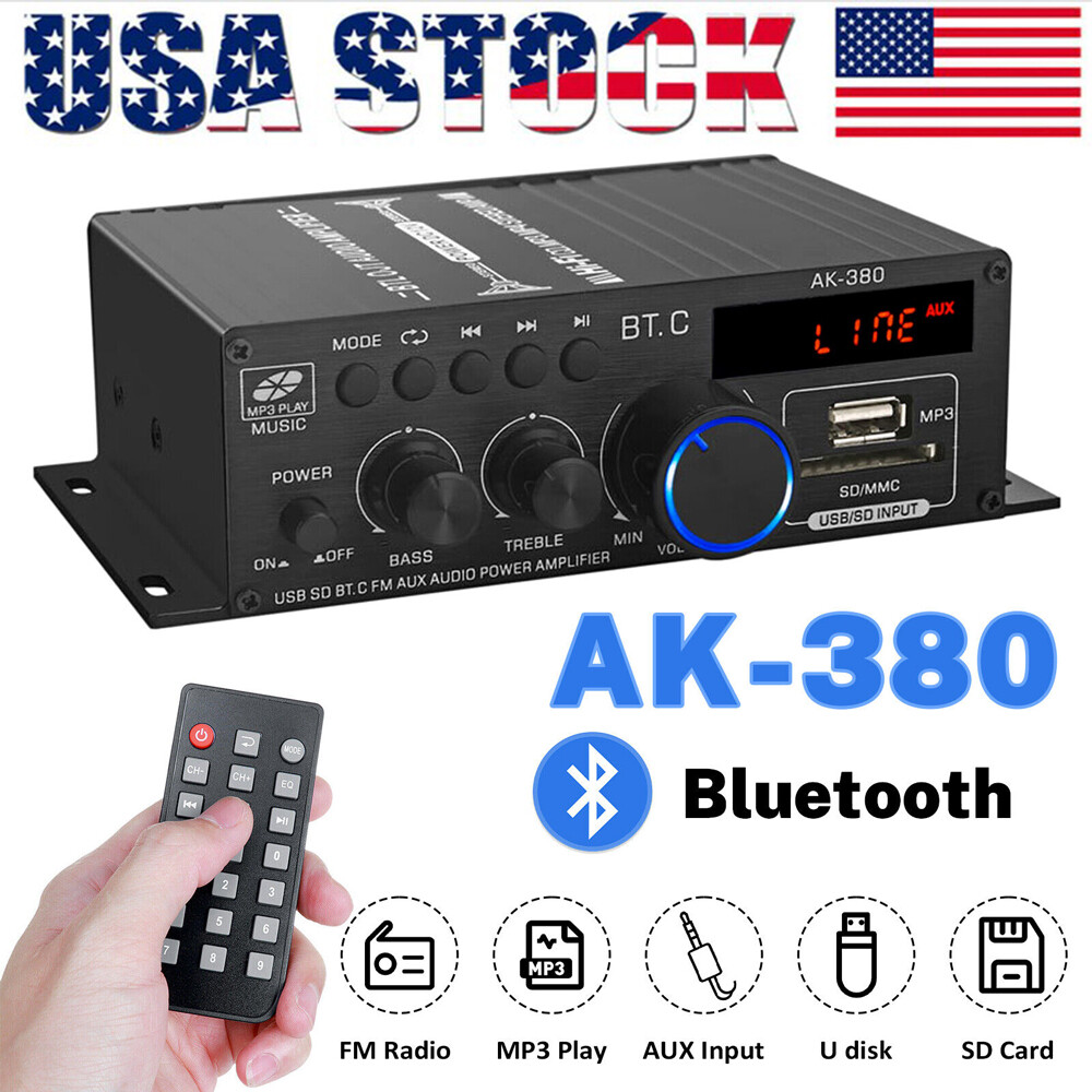 800W 2 Channel bluetooth Mini HIFI Power Amplifier Audio Stereo Amp Home Car FM