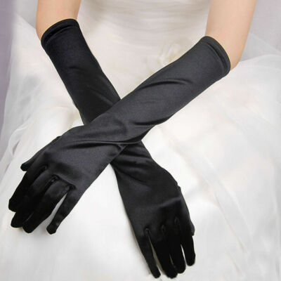 Women's Satin Long Gloves Opera Wedding Bridal Evening Party Prom Costume Glove