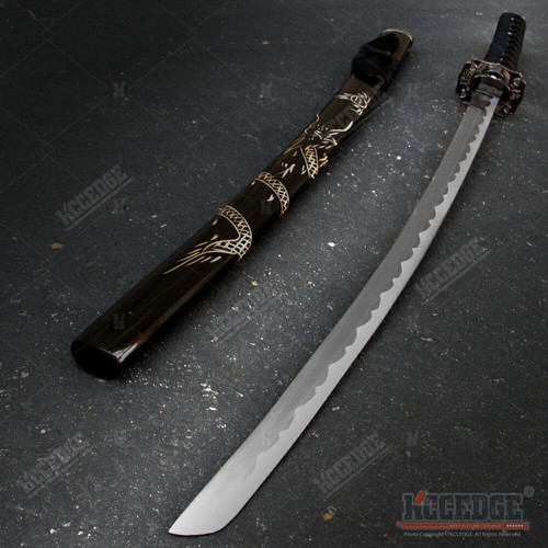40" Japanese Samurai Dragon KATANA Sword w/ Carbon Steel Blade & Wood Scabbard
