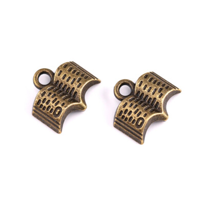 Multicolor 300 Pcs Bronze Plated Book Charms 12X11X3MM B10093