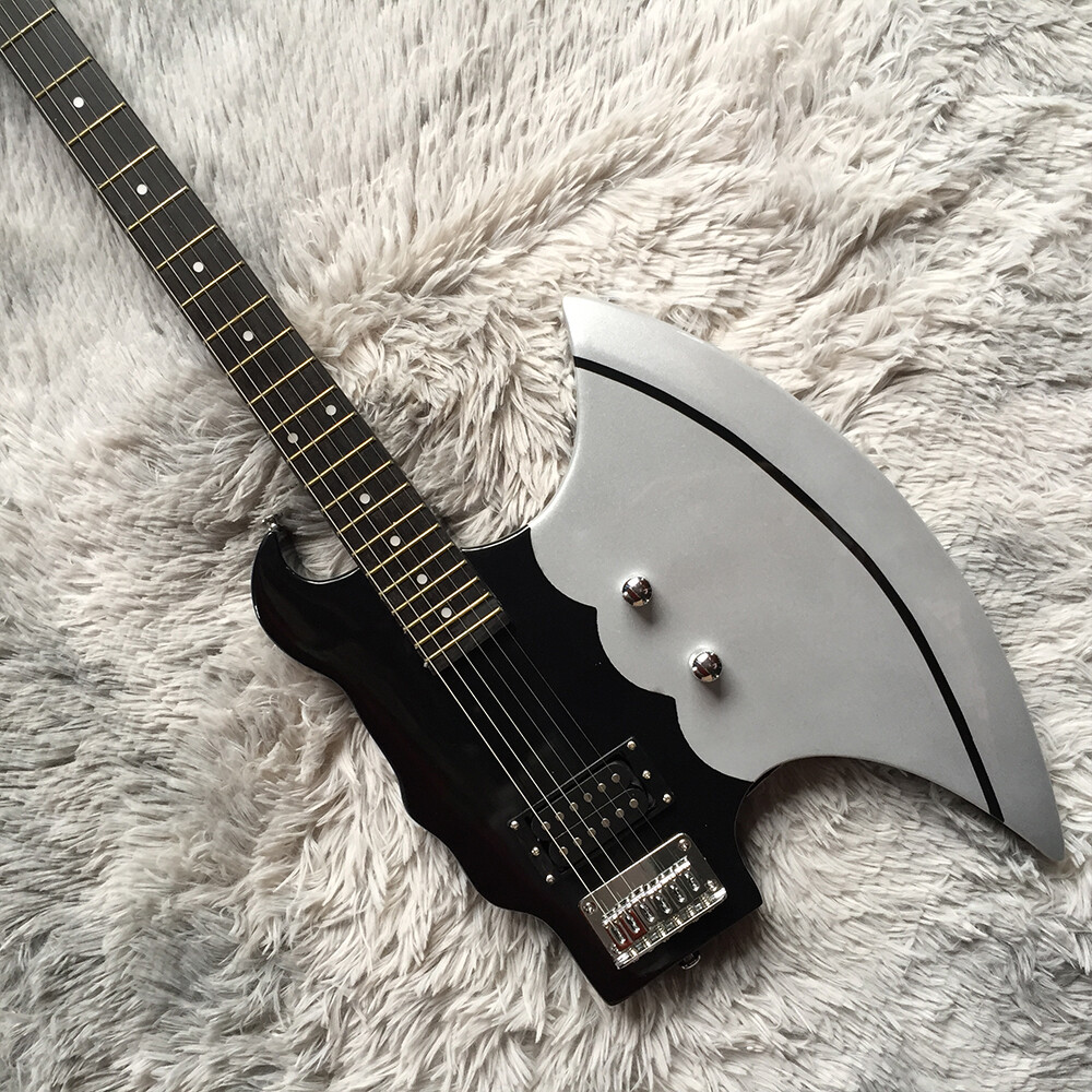 Special Axe Shape Electric Guitars Metal Gray H Pickups
