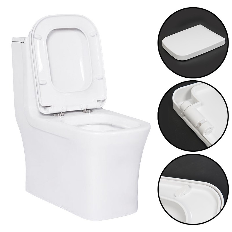 Square Soft Close Toilet Seat Top Fixing Easy Clean White Modern eBay