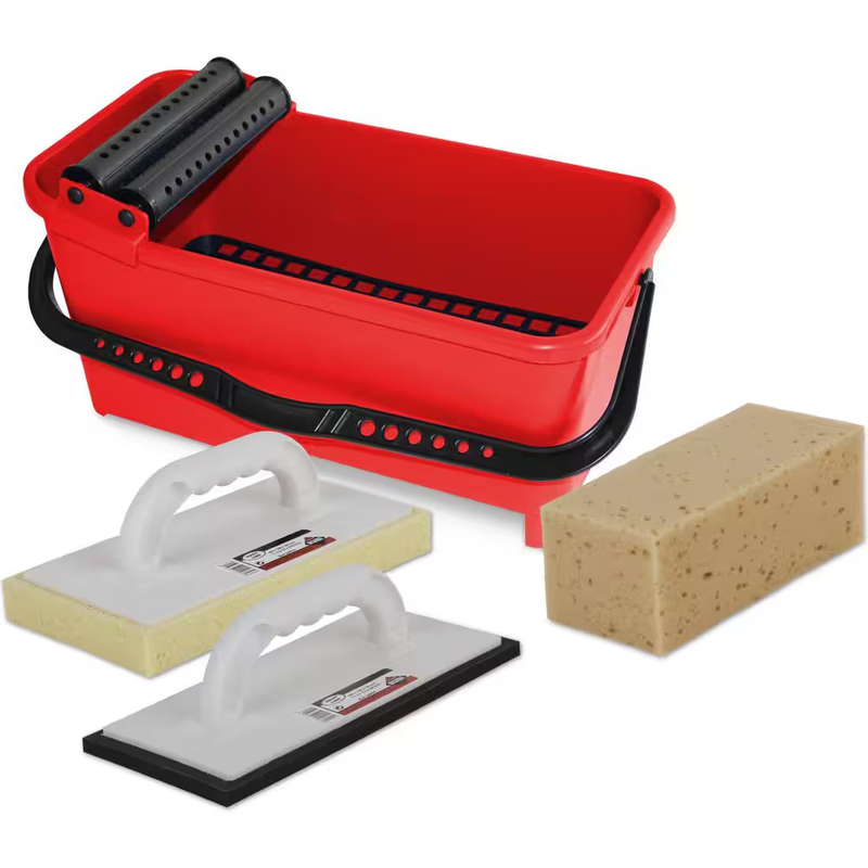 Rubi Grout Cleaning Kit Bucket Float Sponge Tile Grouting Tool