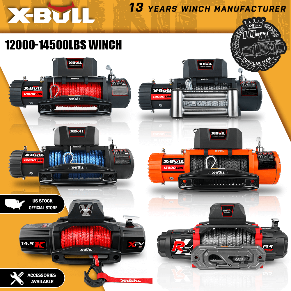 X-BULL Electric Winch 10000-12000LBS 14500LBS Synthetic Cable Truck Trailer 4WD
