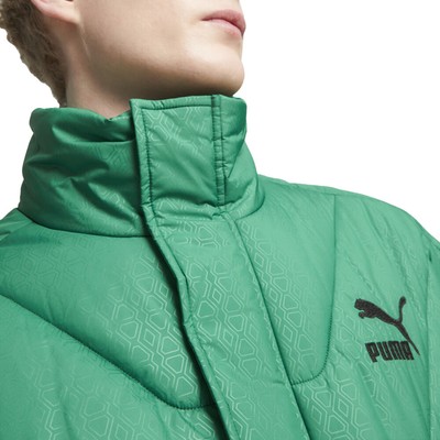 Pre-owned Puma Luxe Sport T7 Full Zip Bomber Jacket Womens Green Casual Athletic Outerwear