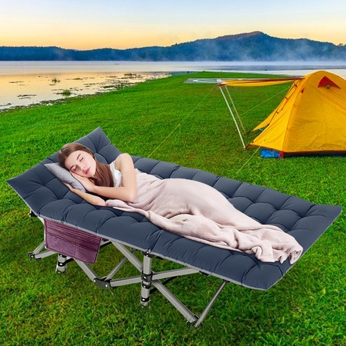 NAIZEA Folding Camping Cot Heavy Duty Sleep Bed Portable w/Mat+Bag Military Cots