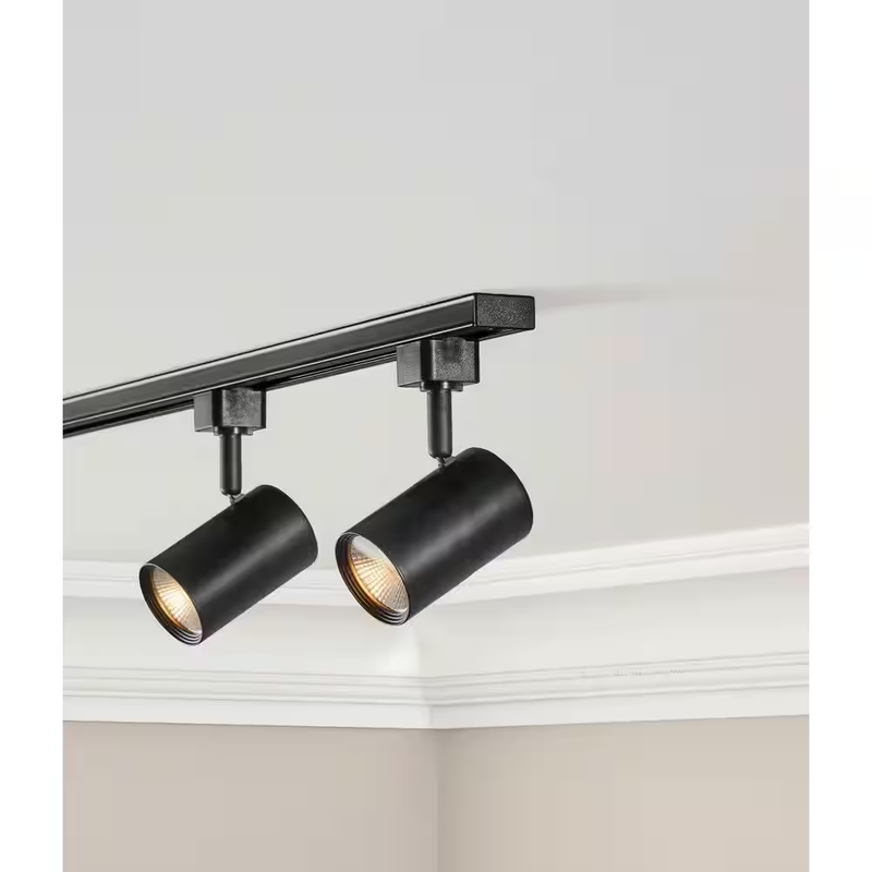 Hampton Bay Linear LED Track Light Head Mini Cylinder Black Adjustable